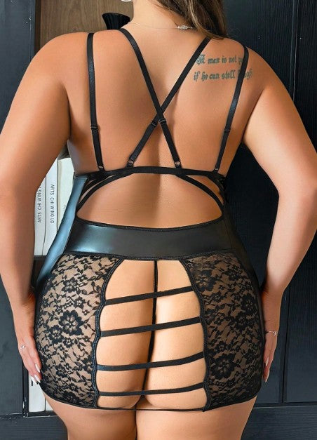 Faux Leather Cutout Mini Dress
