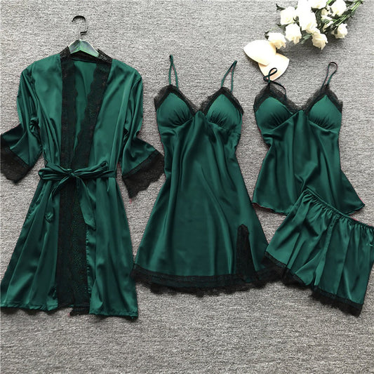 Satin Robe 4-Piece Set