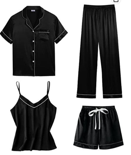 Satin Pyjama 4-Piece Set