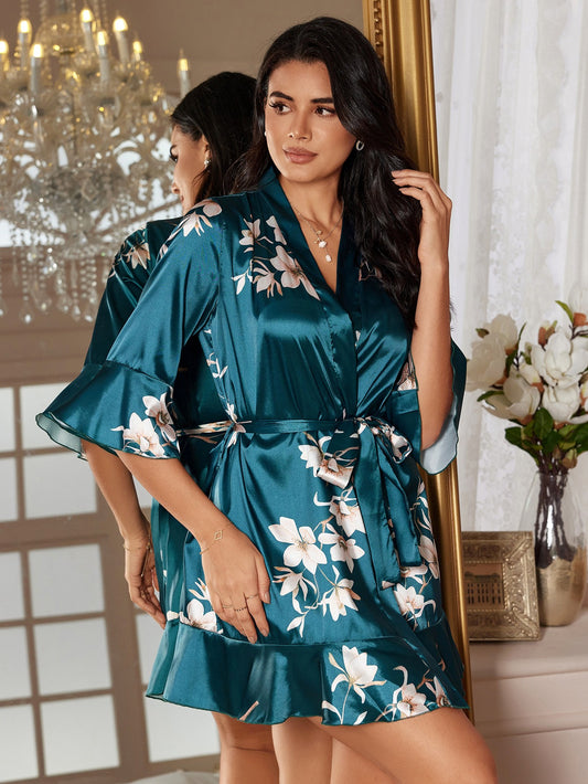 Printed Satin Robe