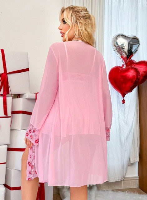 Pink Sheer Robe Set
