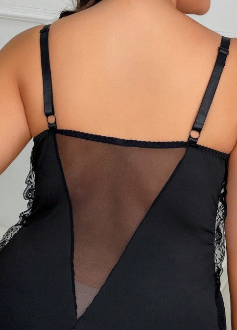Ruched Mesh Slip Dress